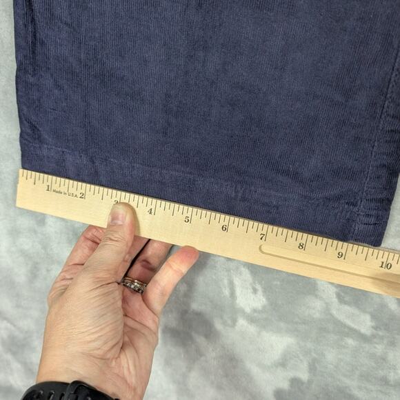 Izod Corduroy Pants Womens 12 Navy Blue Stretch Jeans Embroidered Office Preppy - Picture 8 of 11